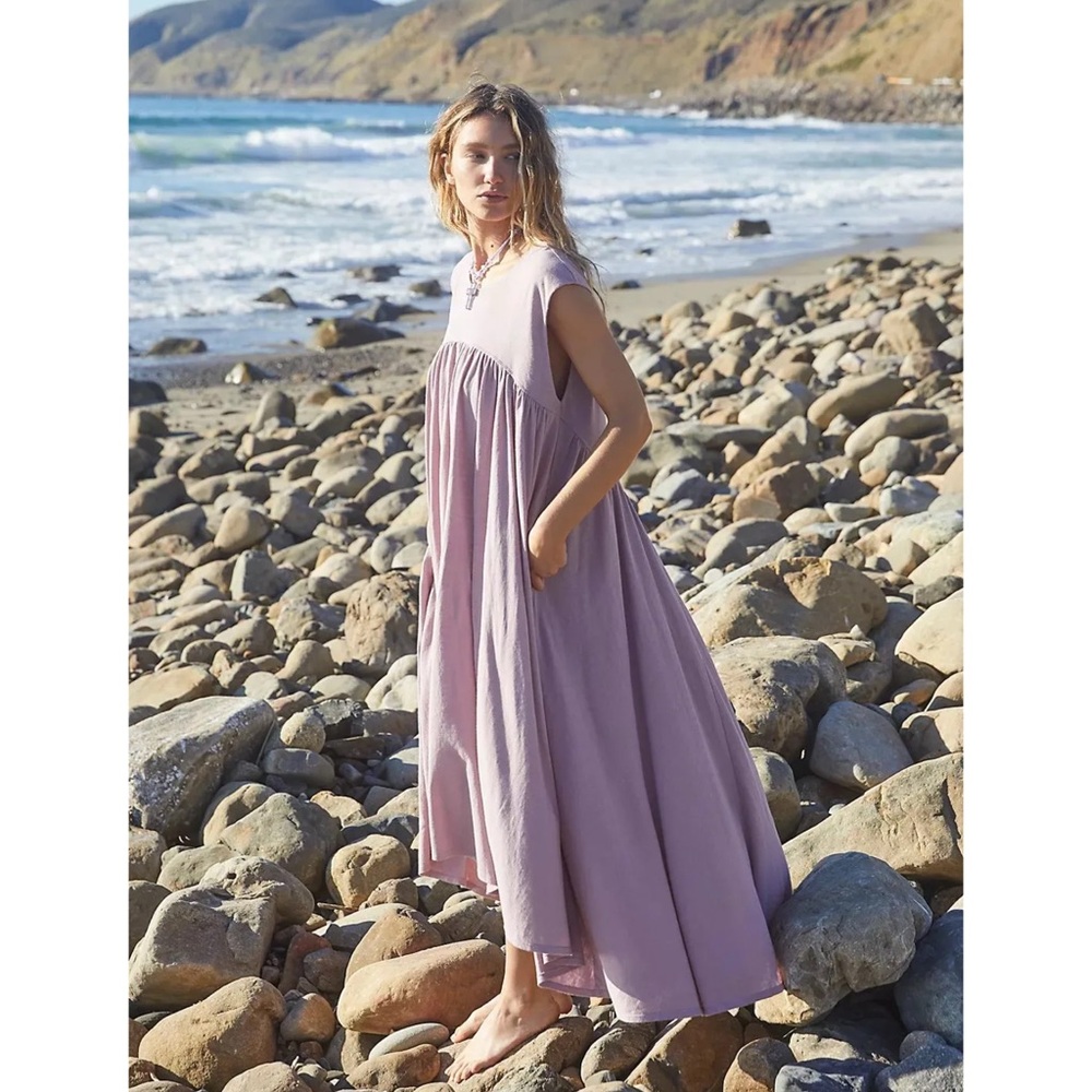 Free People Beach Madelyn Midi Dress in Pale Pink Size Small - Picture 1 of 7